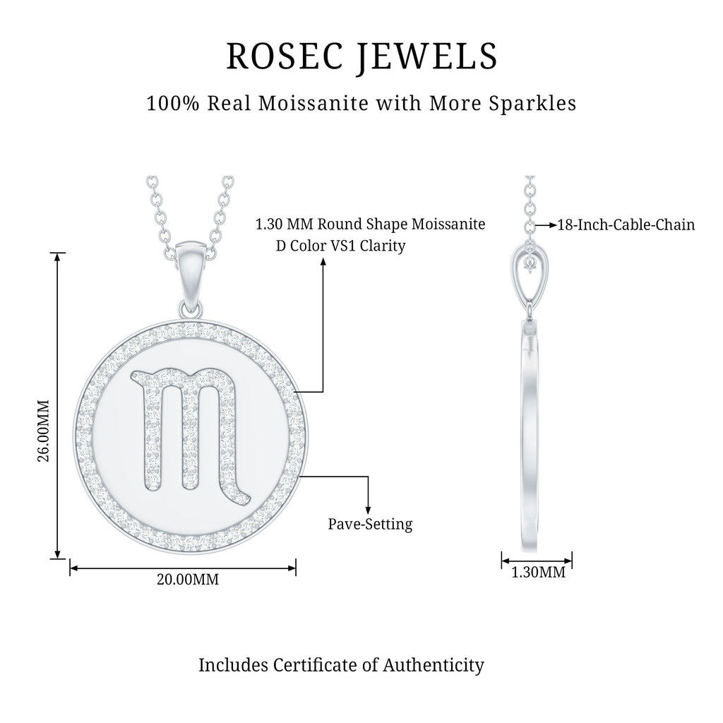 Moissanite Scorpio Constellation Disc Pendant