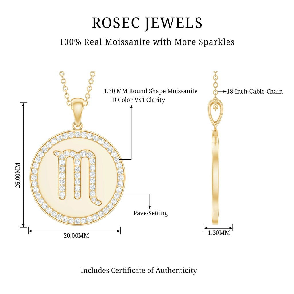 Moissanite Scorpio Constellation Disc Pendant