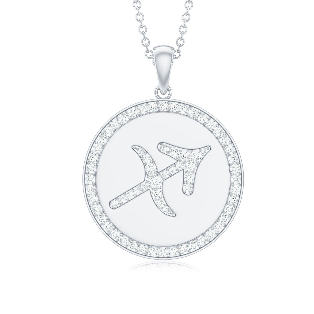 Moissanite Disc Sagittarius Zodiac Sign Pendant Necklace