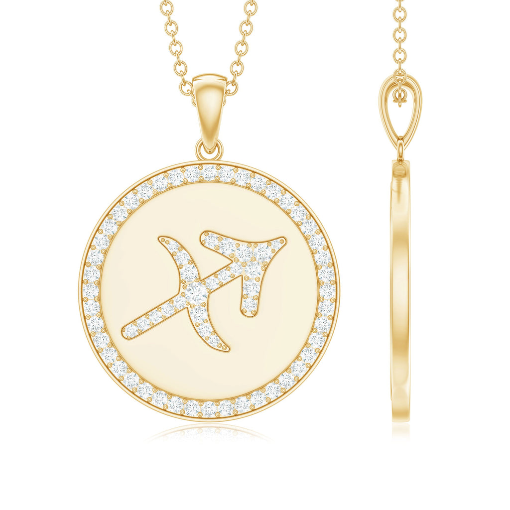 Moissanite Disc Sagittarius Zodiac Sign Pendant Necklace