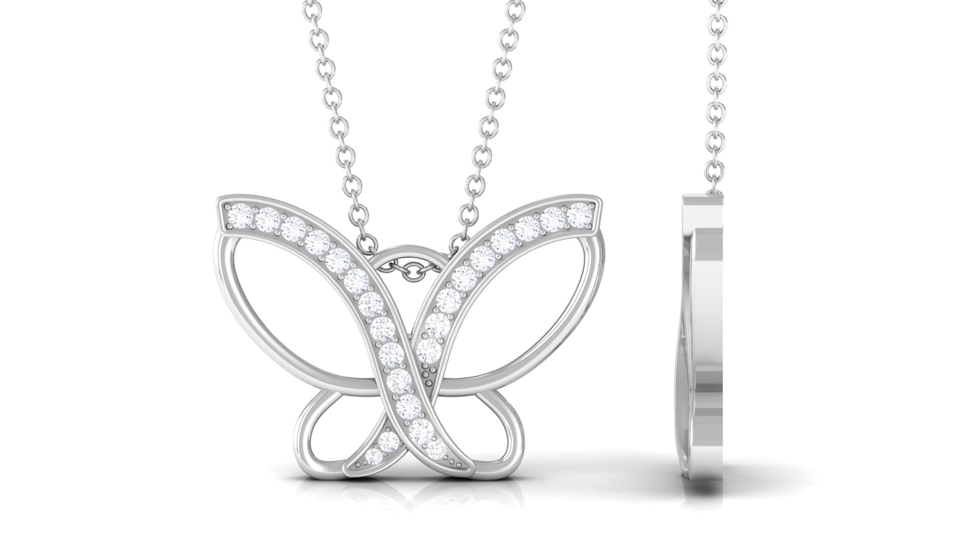 Diamond Butterfly Pendant Necklace For Women