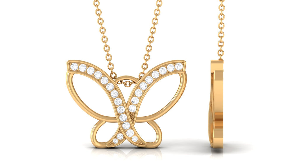 Diamond Butterfly Pendant Necklace For Women