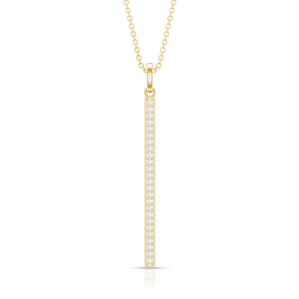 Round Cut Diamond Bar Necklace For Women