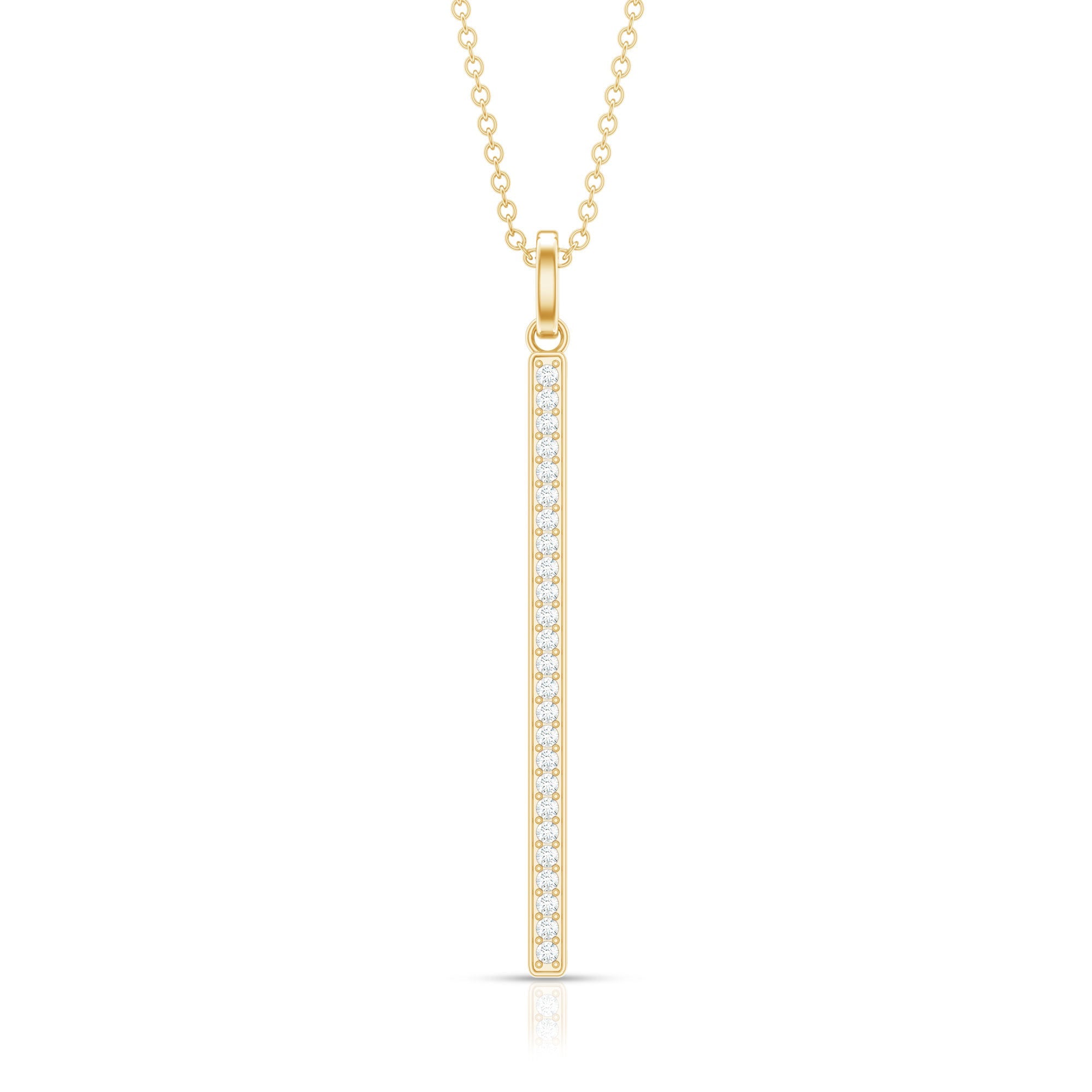 Round Cut Diamond Bar Necklace For Women