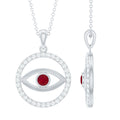 Real Ruby and Diamond Evil Eye Pendant Necklace