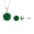 Certified 5 Carat Lab Grown Emerald Necklace and Earring Set for Women
