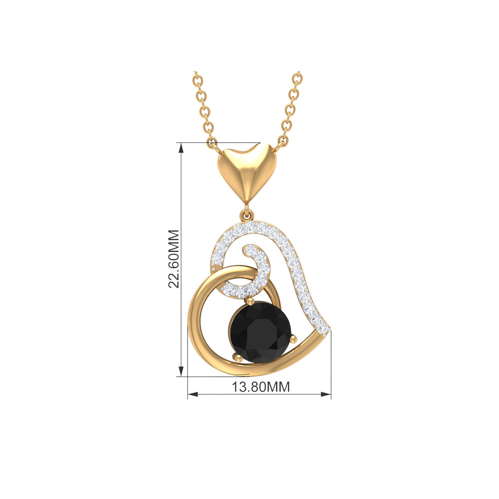 3/4 CT Black Onyx and Diamond Heart Drop Pendant