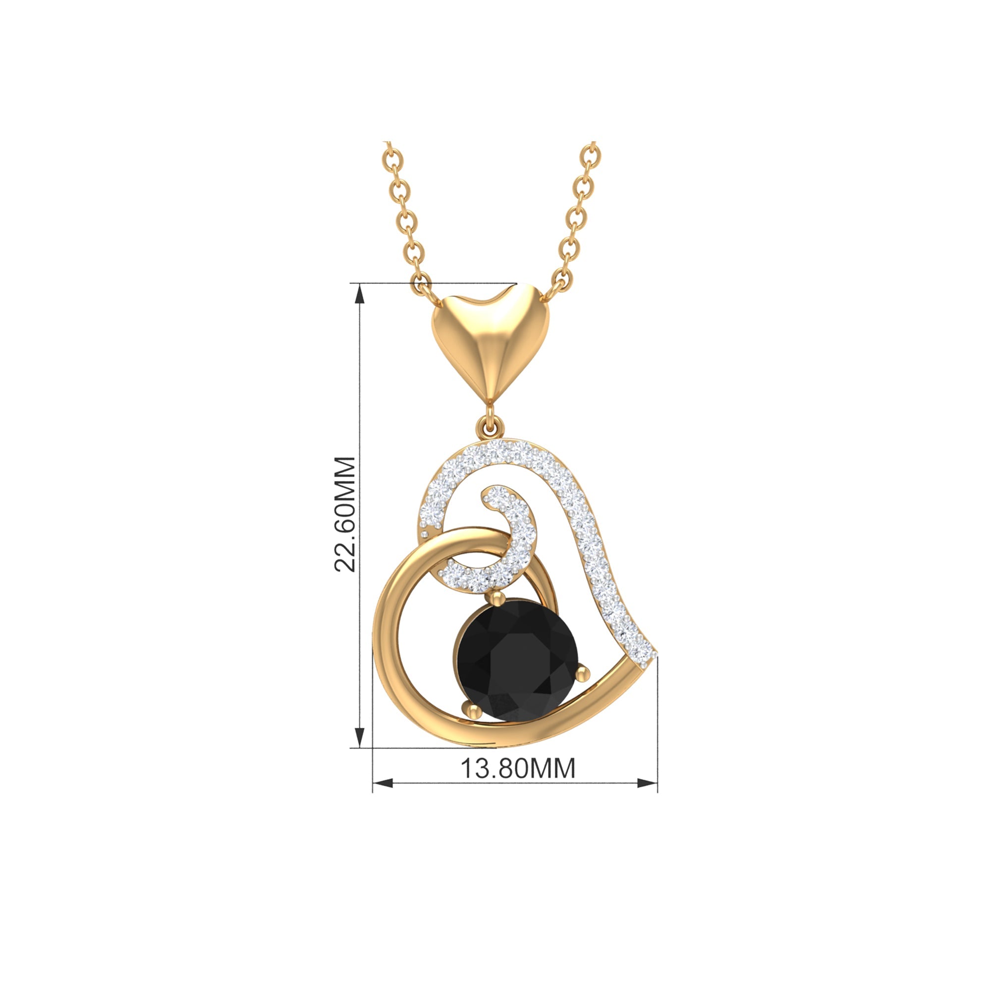 3/4 CT Black Onyx and Diamond Heart Drop Pendant