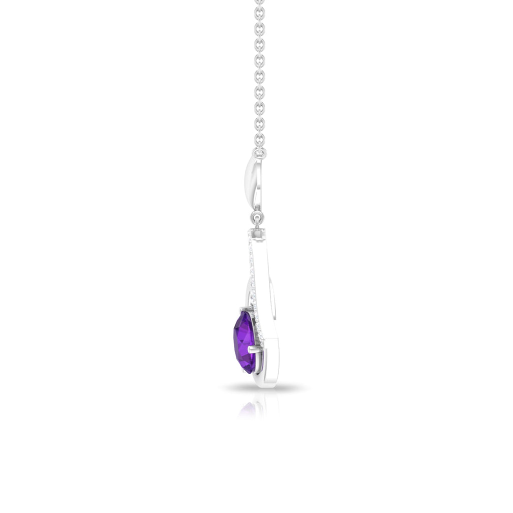 Certified 7 MM Amethyst Heart Necklace with Diamond