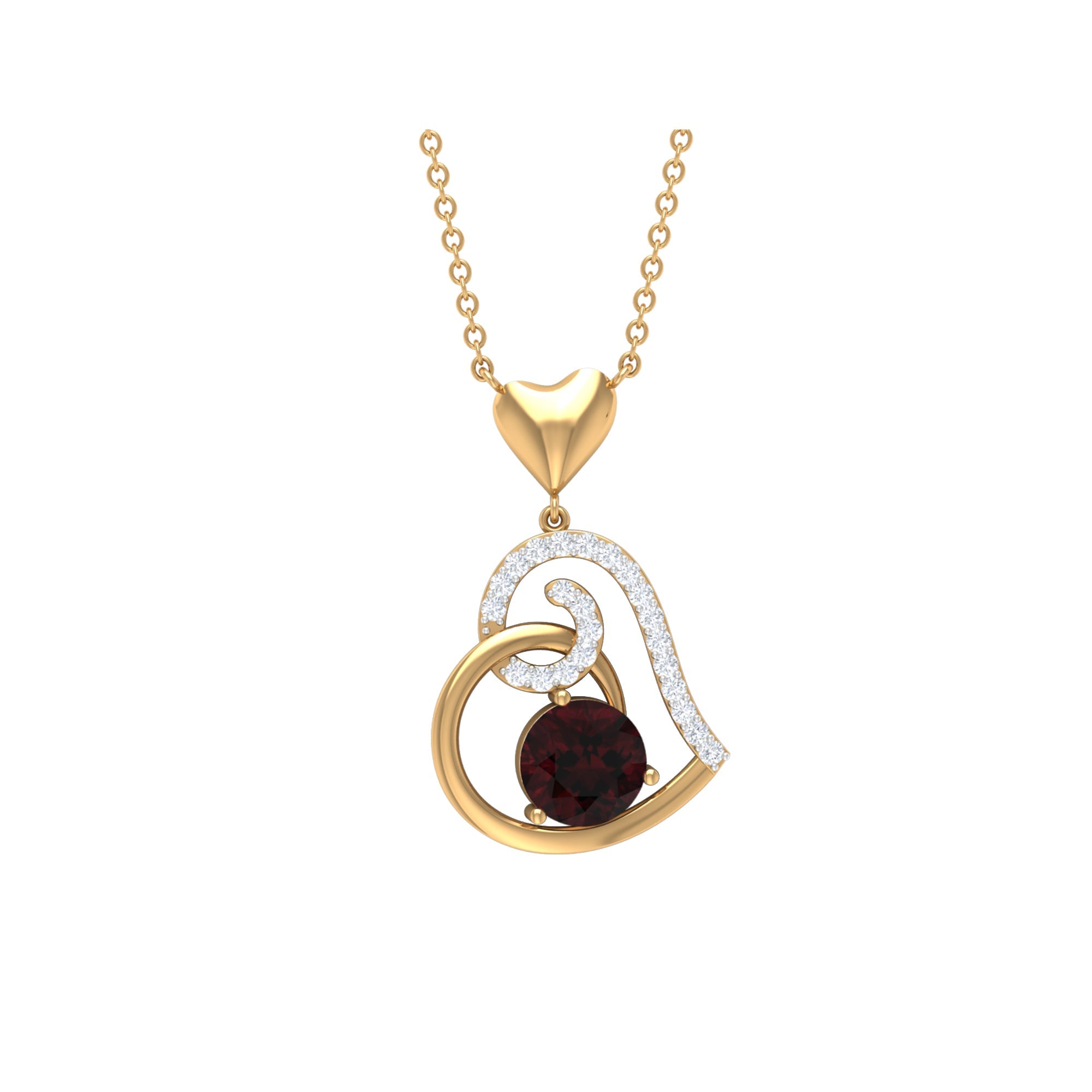1.25 CT Garnet and Diamond Heart Drop Pendant