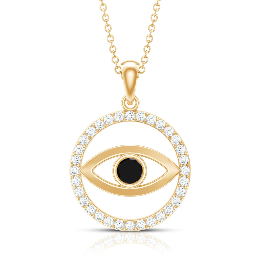 Lab Created Black Diamond Evil Eye Necklace with Moissanite