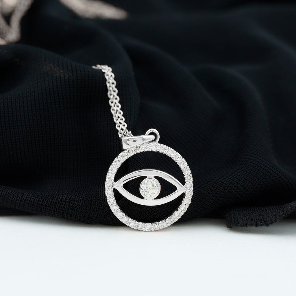 1 CT Moissanite Evil Eye and Eternity Pendant in Bezel Setting