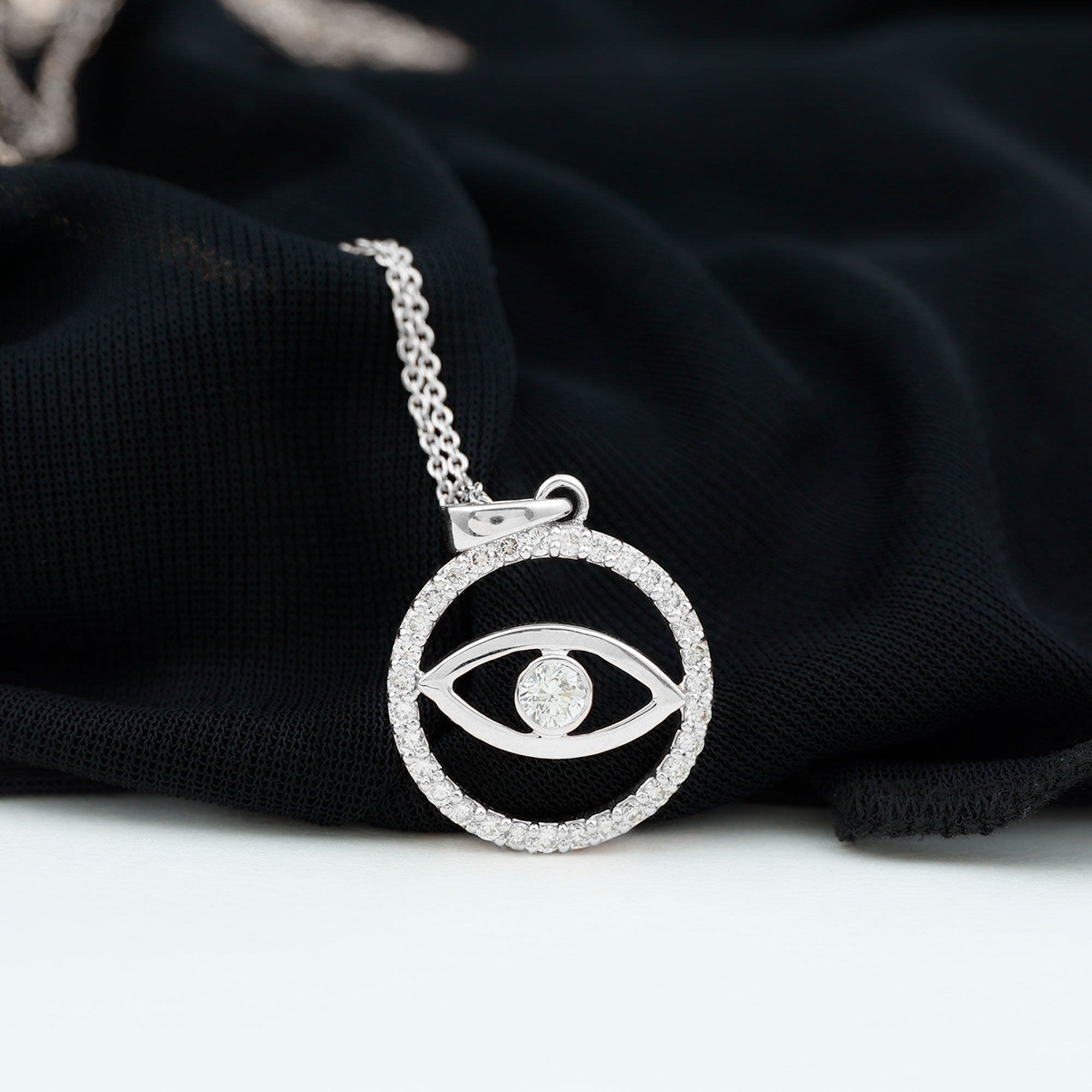 1 CT Moissanite Evil Eye and Eternity Pendant in Bezel Setting
