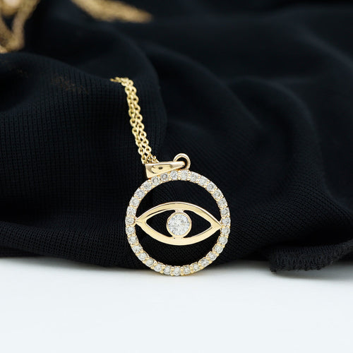 1 CT Moissanite Evil Eye and Eternity Pendant in Bezel Setting