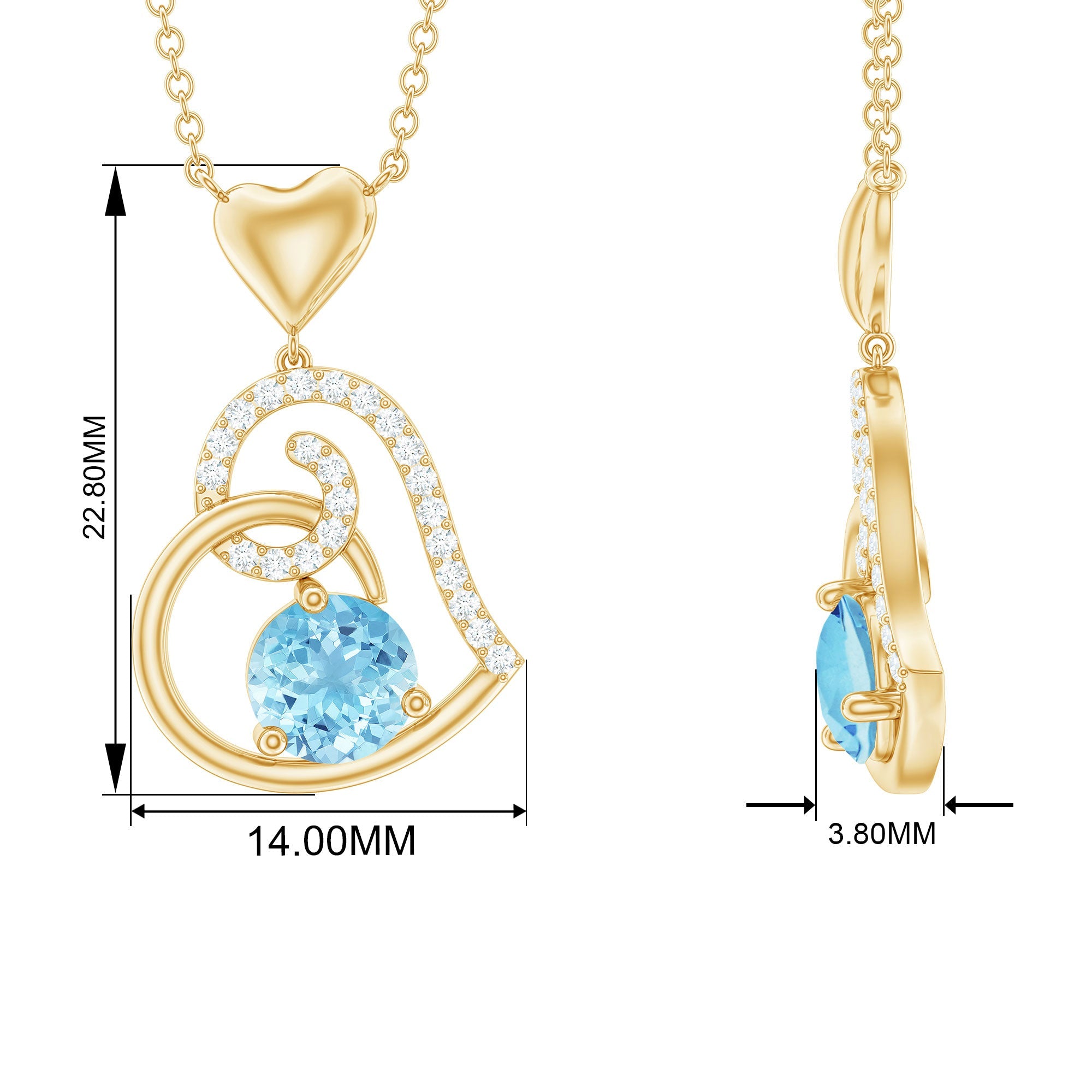 1.25 CT Aquamarine and Diamond Heart Drop Pendant