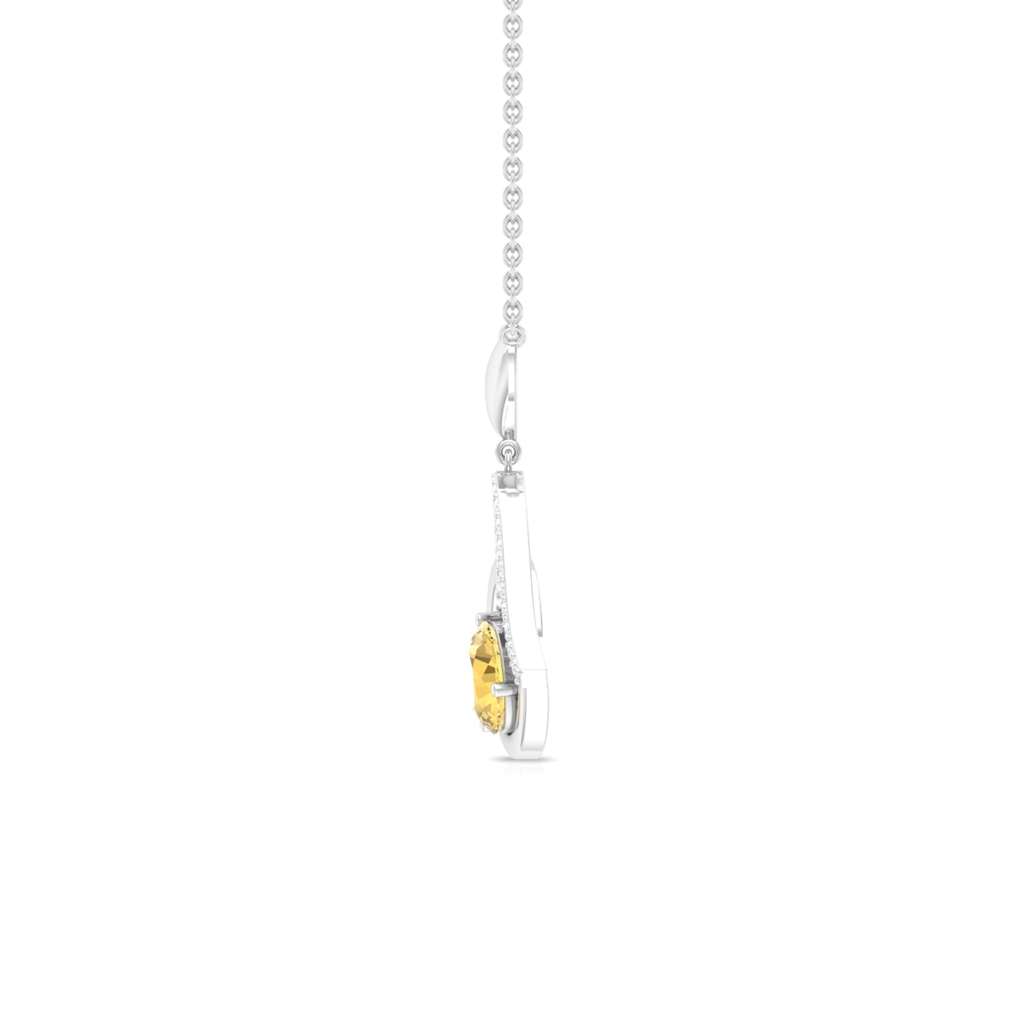 1.25 CT Citrine and Diamond Heart Drop Pendant