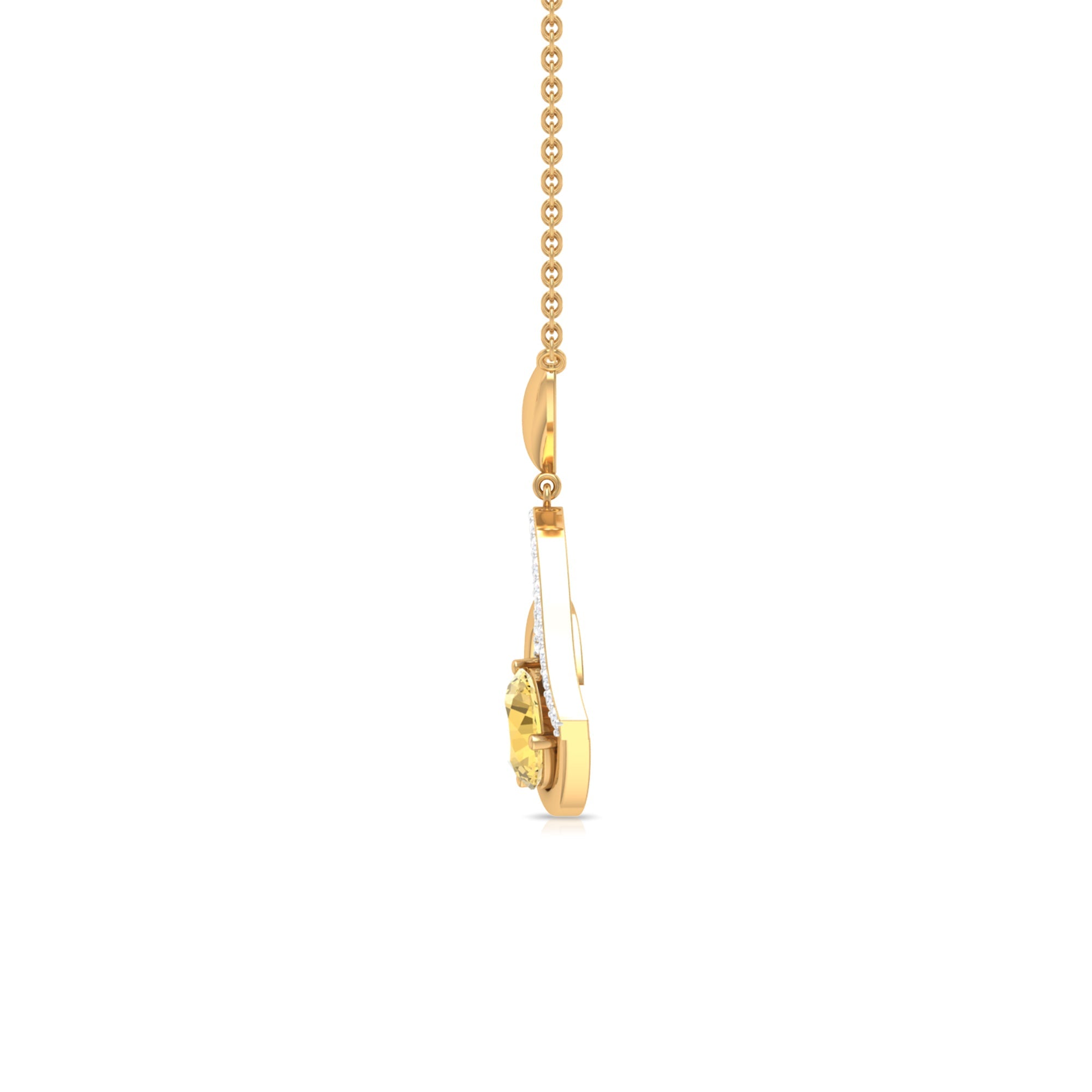 1.25 CT Citrine and Diamond Heart Drop Pendant