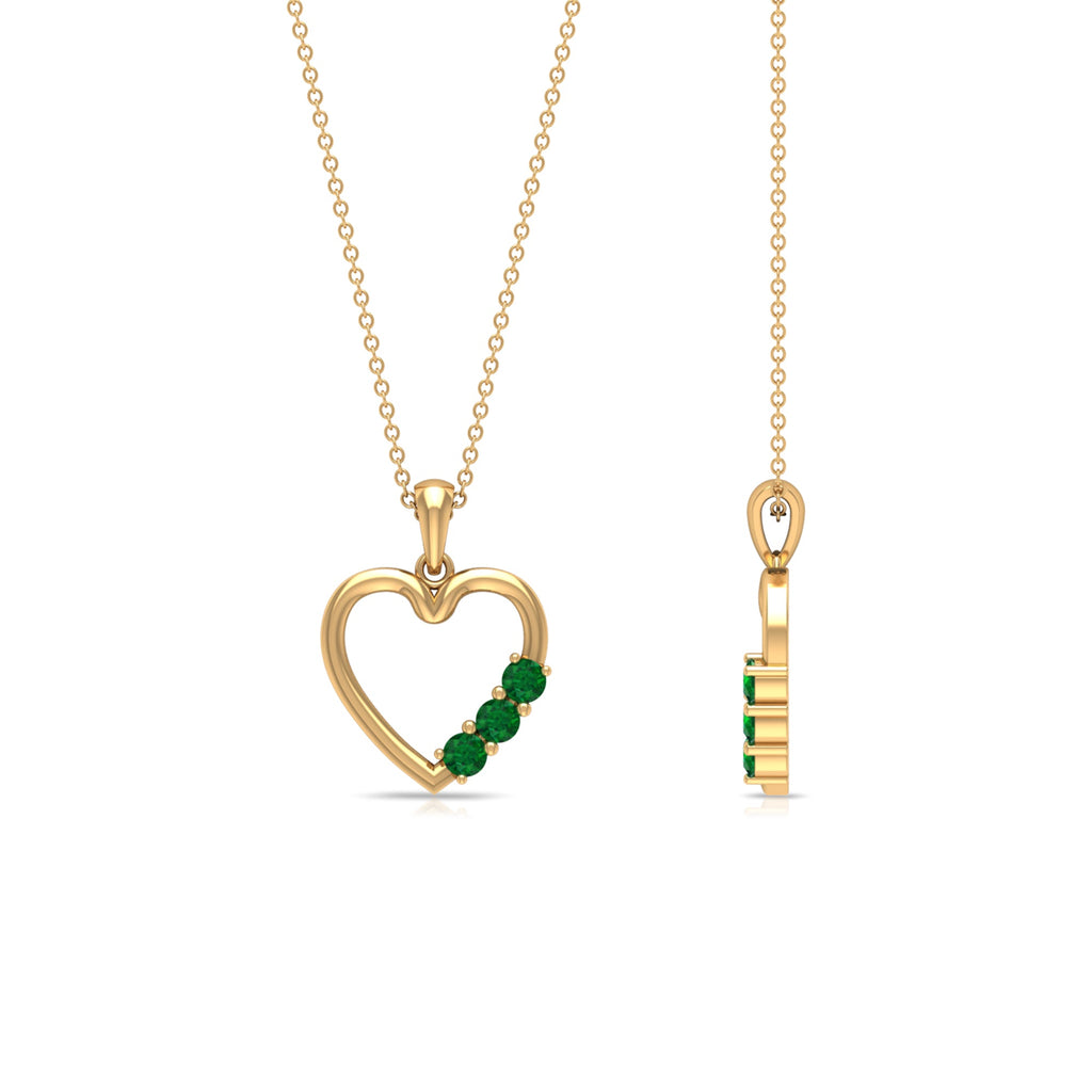 1/2 CT Simple Created Emerald and Gold Heart Pendant