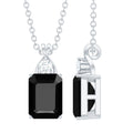 Natural 2 CT Black Onyx Emerald Cut Necklace With Chain
