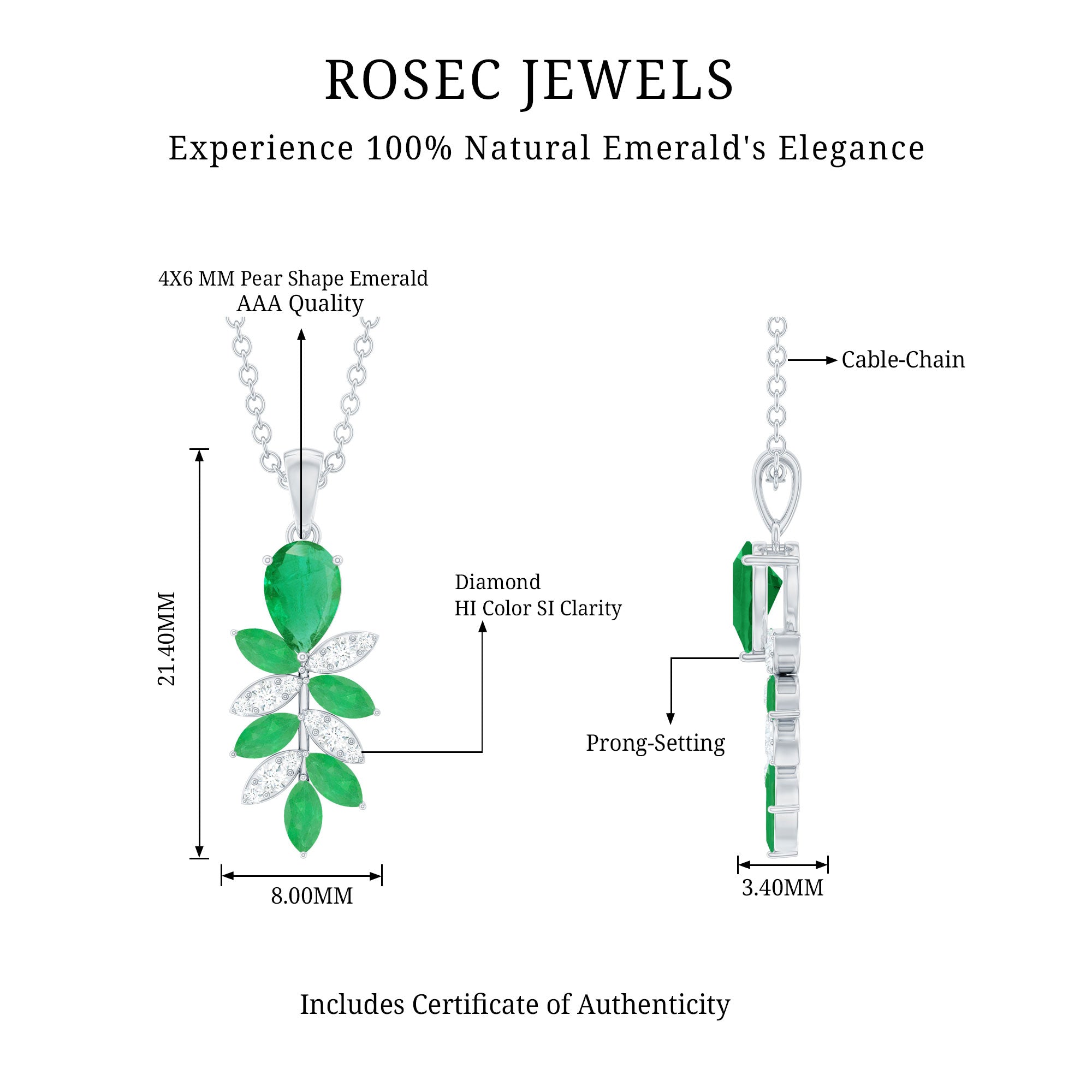 Designer Emerald and Diamond Leaf Pendant Necklace