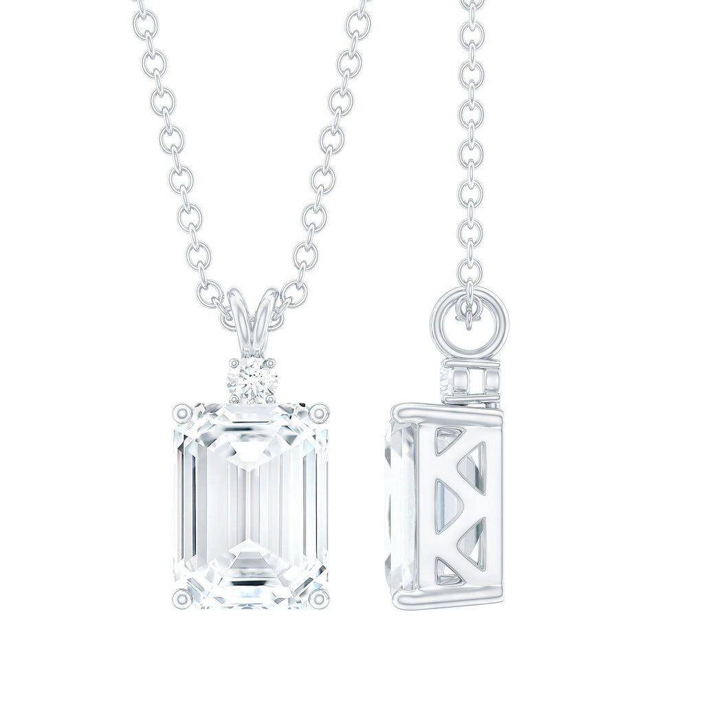 Emerald Cut Moissanite Solitaire Pendant Necklace