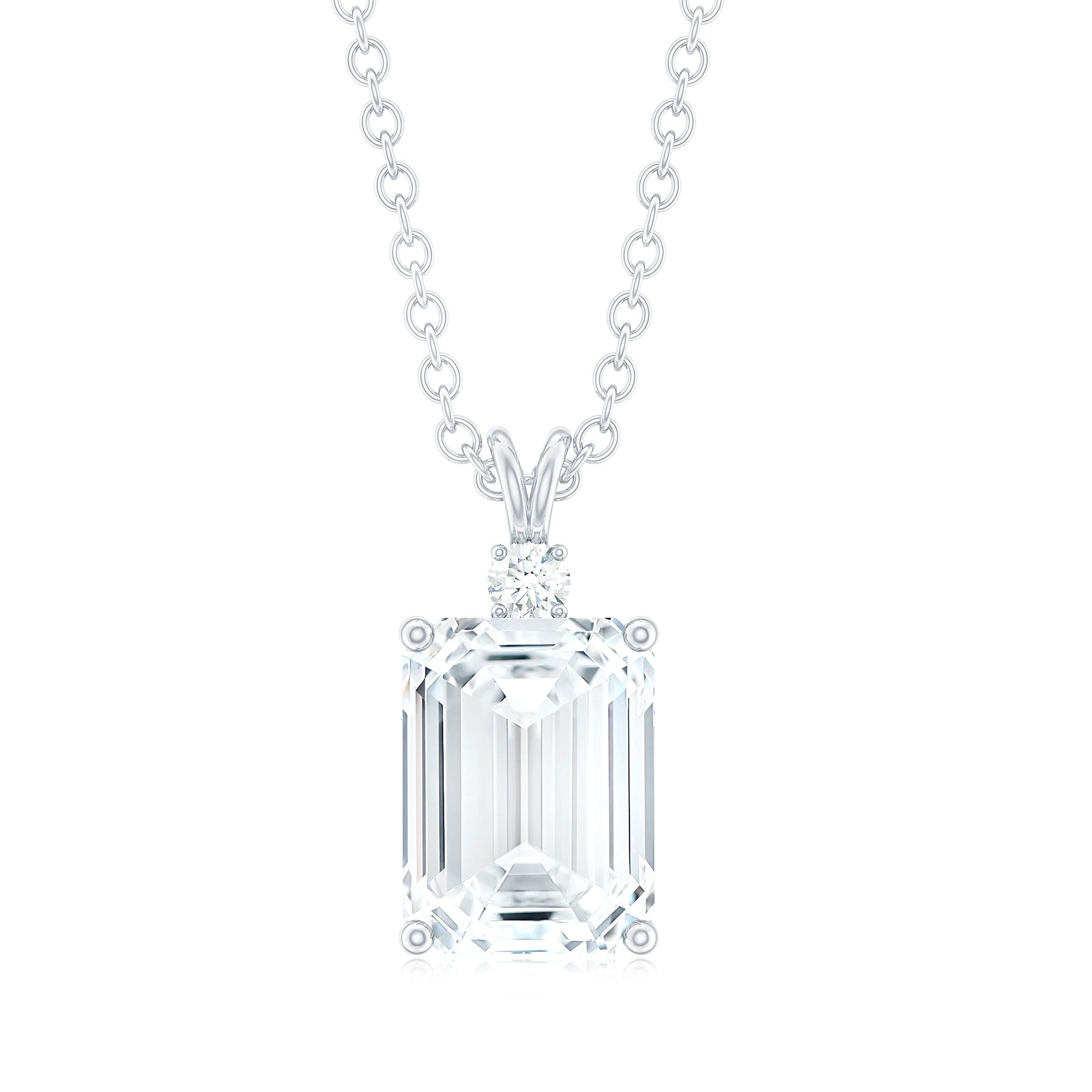 Emerald Cut Moissanite Solitaire Pendant Necklace