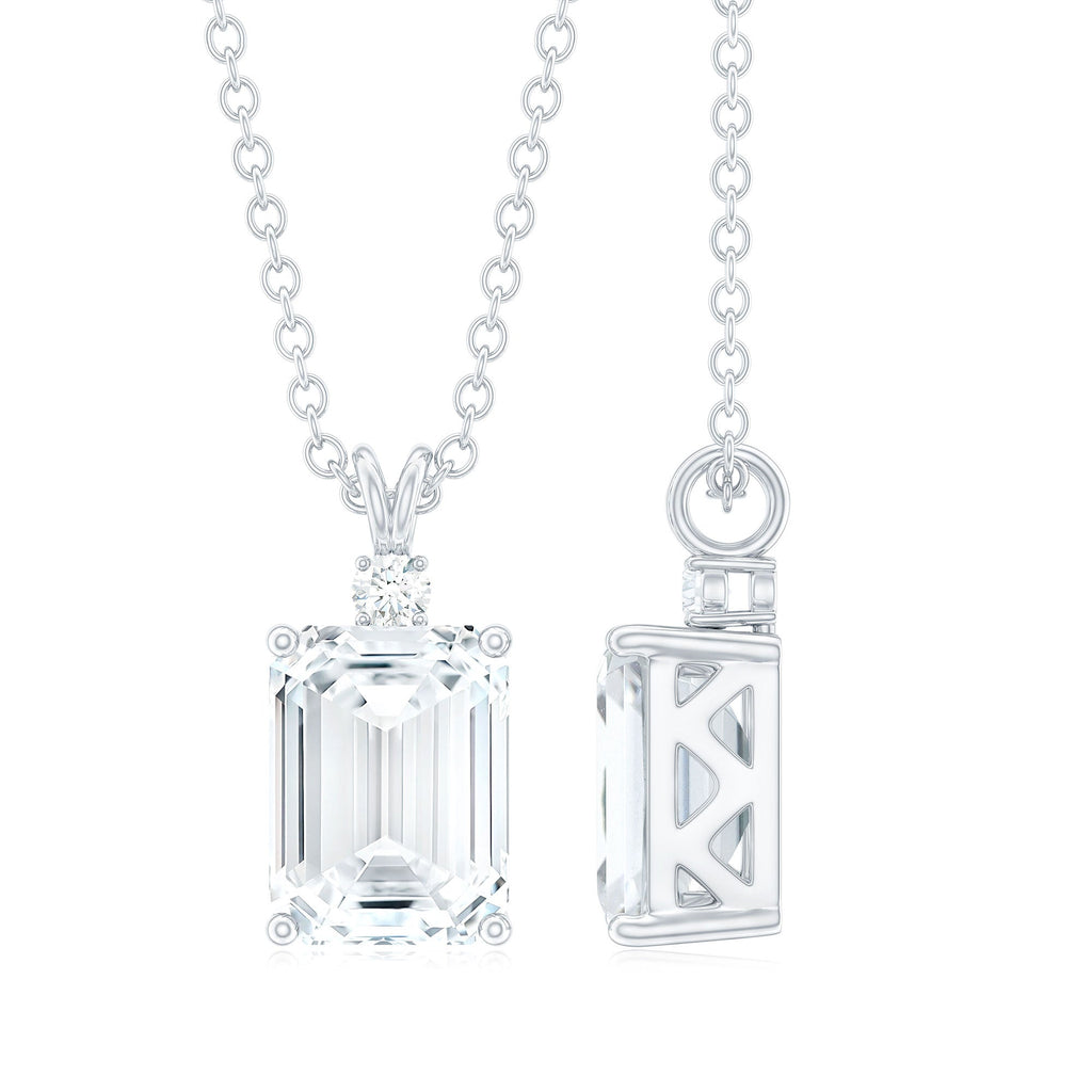Emerald Cut Moissanite Solitaire Pendant Necklace