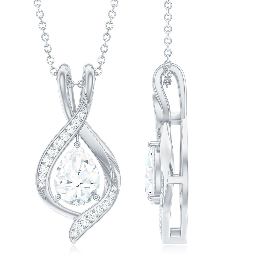 1.25 CT Certified Moissanite Teardrop Necklace for Women