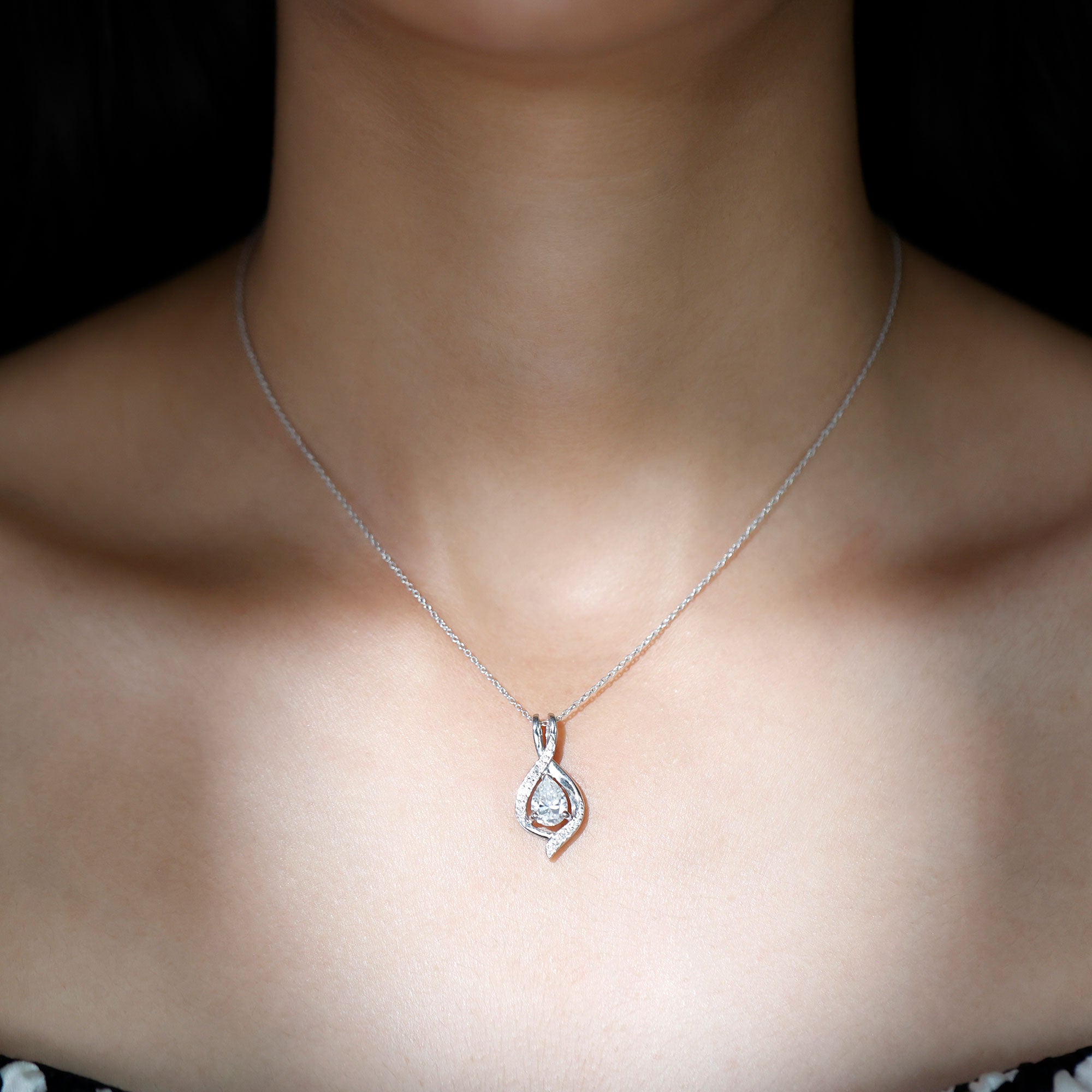 1.25 CT Certified Moissanite Teardrop Necklace for Women