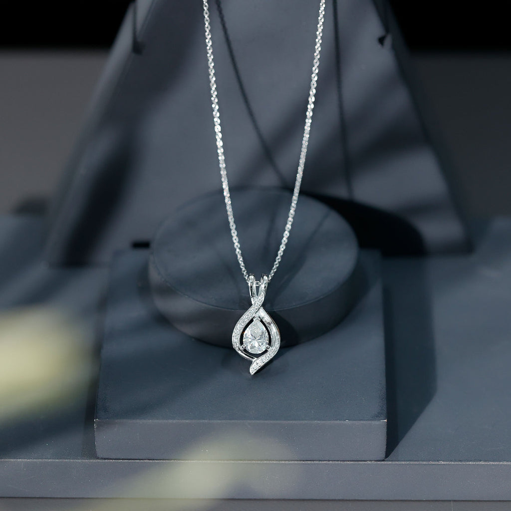 1.25 CT Certified Moissanite Teardrop Necklace for Women