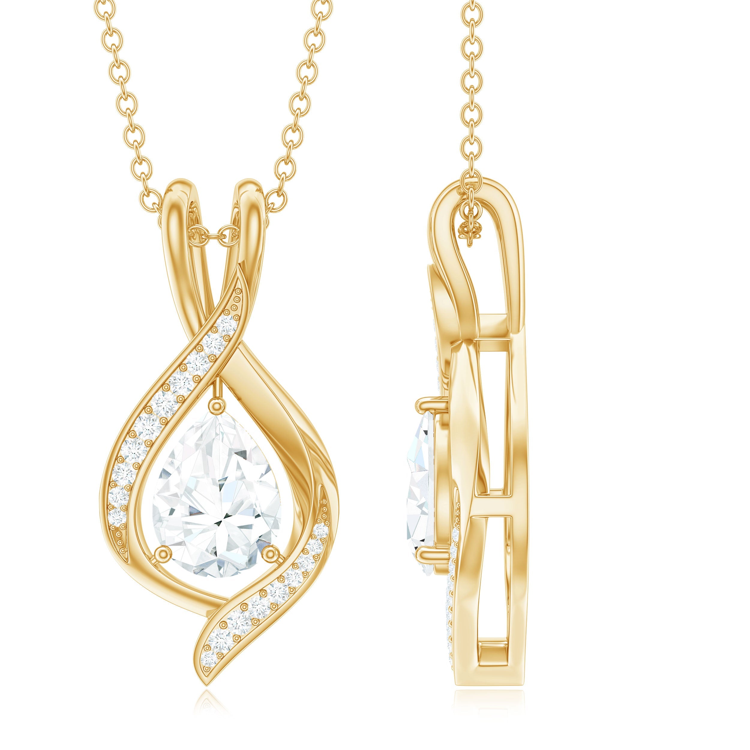 1.25 CT Certified Moissanite Teardrop Necklace for Women