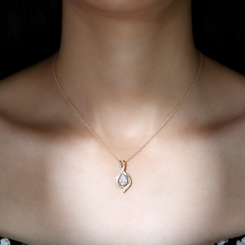 1.25 CT Certified Moissanite Teardrop Necklace for Women