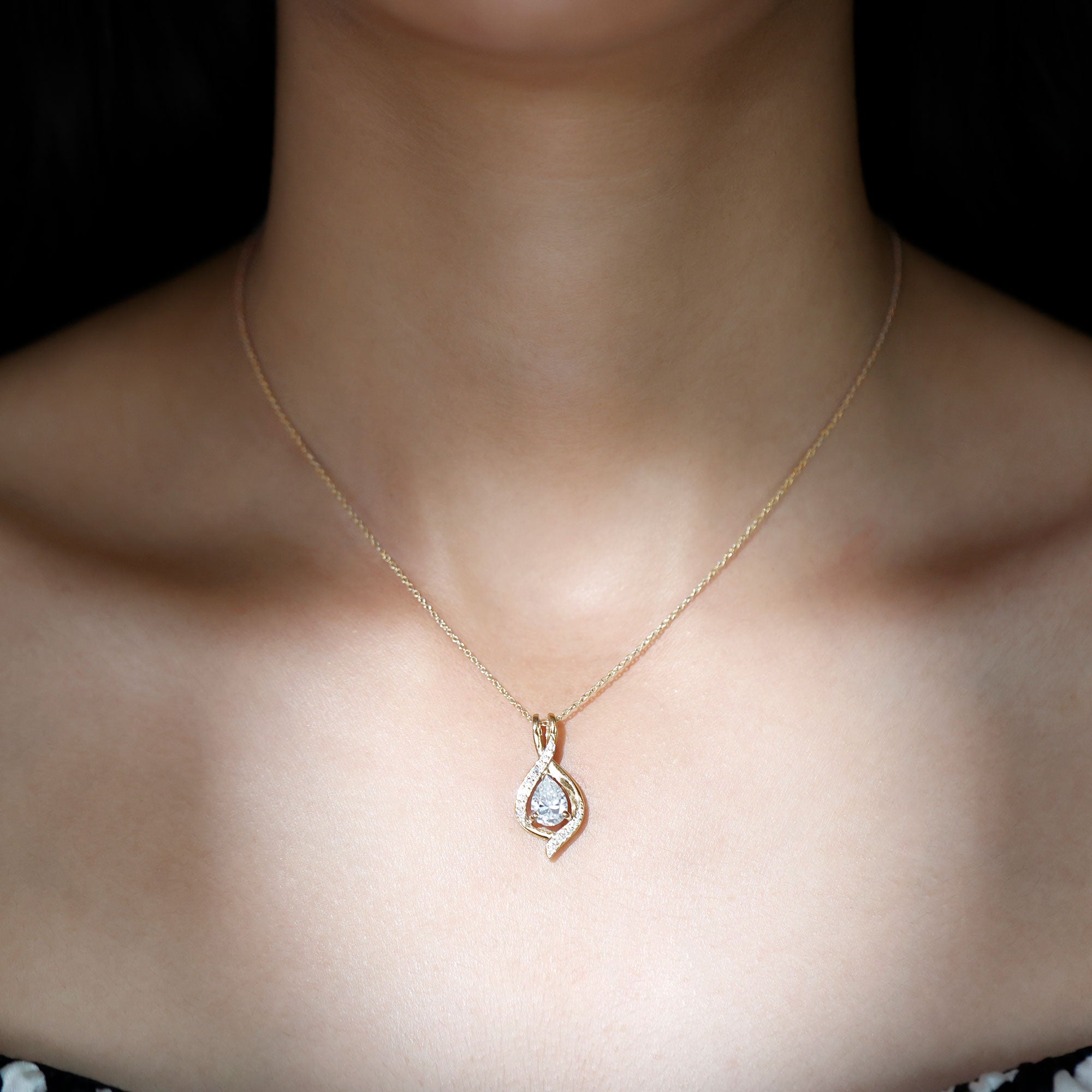 1.25 CT Certified Moissanite Teardrop Necklace for Women