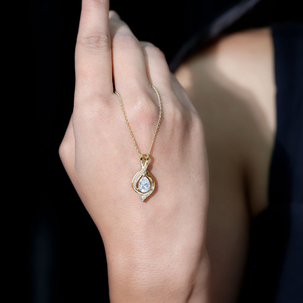 1.25 CT Certified Moissanite Teardrop Necklace for Women