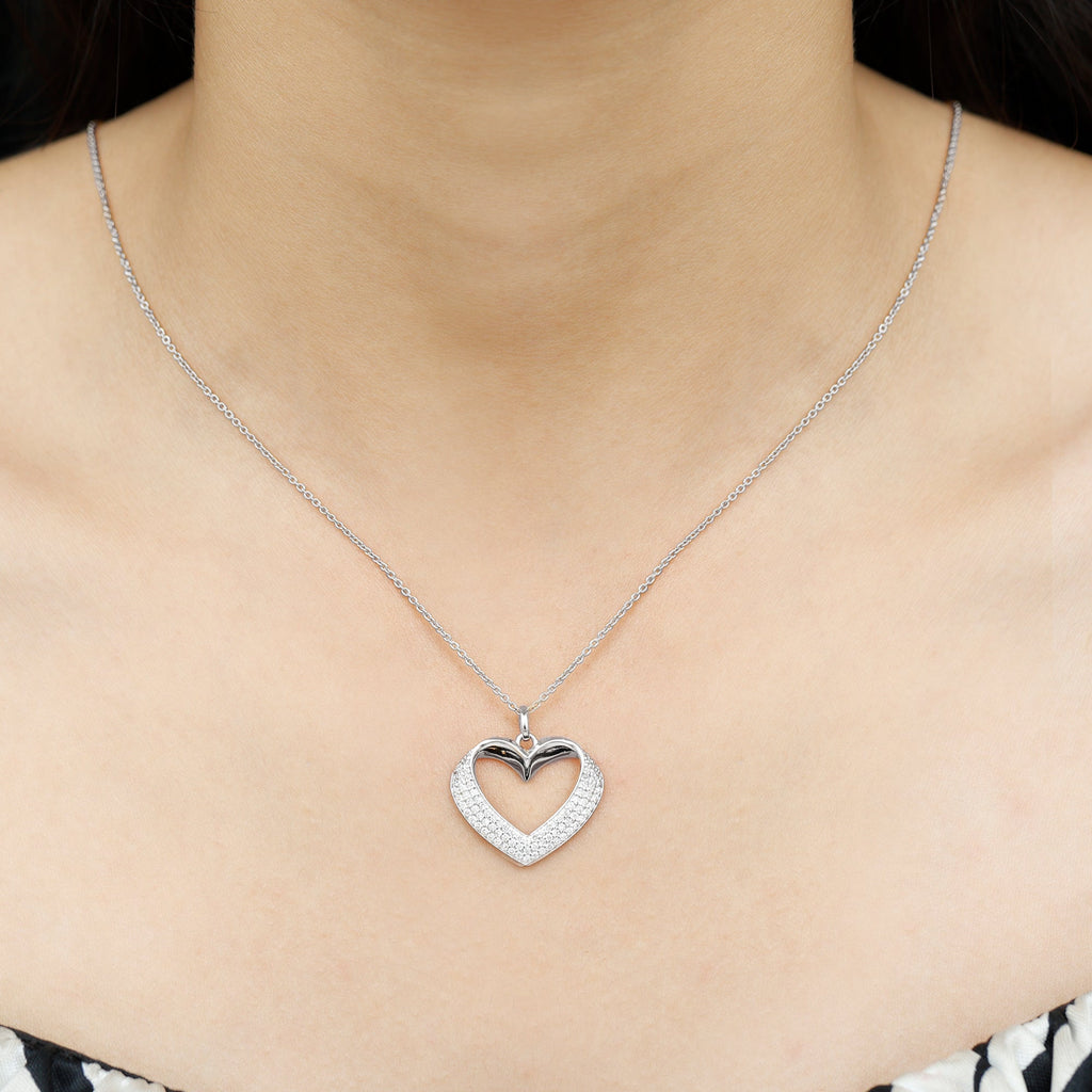 Certified Moissanite Heart Bridal Necklace With Chain