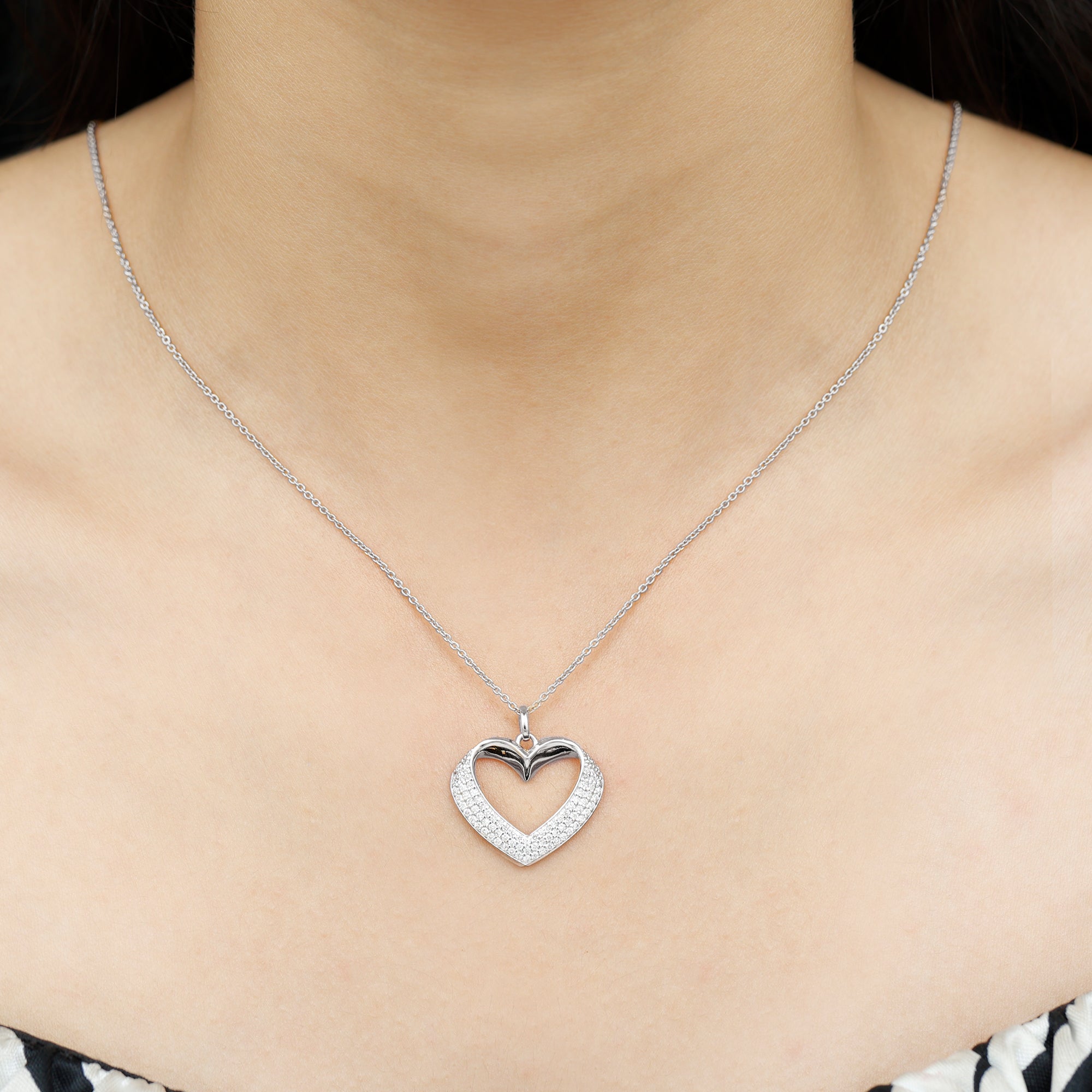 Certified Moissanite Heart Bridal Necklace With Chain