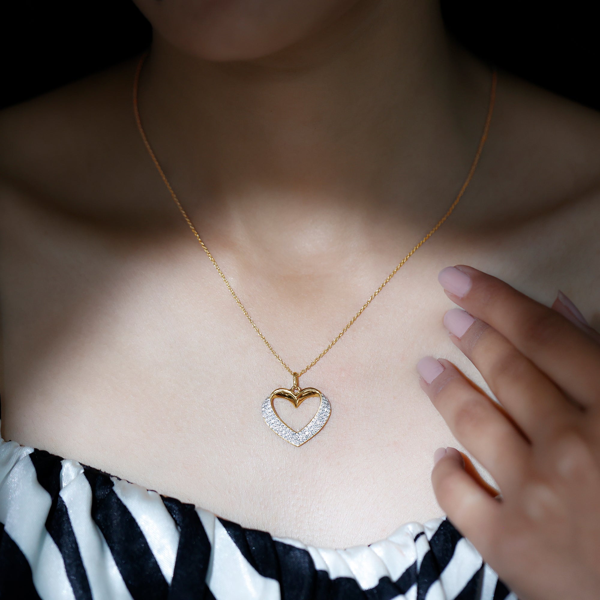 Certified Moissanite Heart Bridal Necklace With Chain