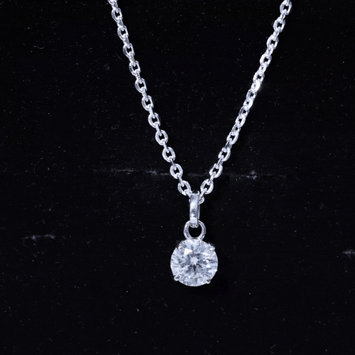 1 Carat Round Moissanite Solitaire Pendant Necklace in Prong Setting