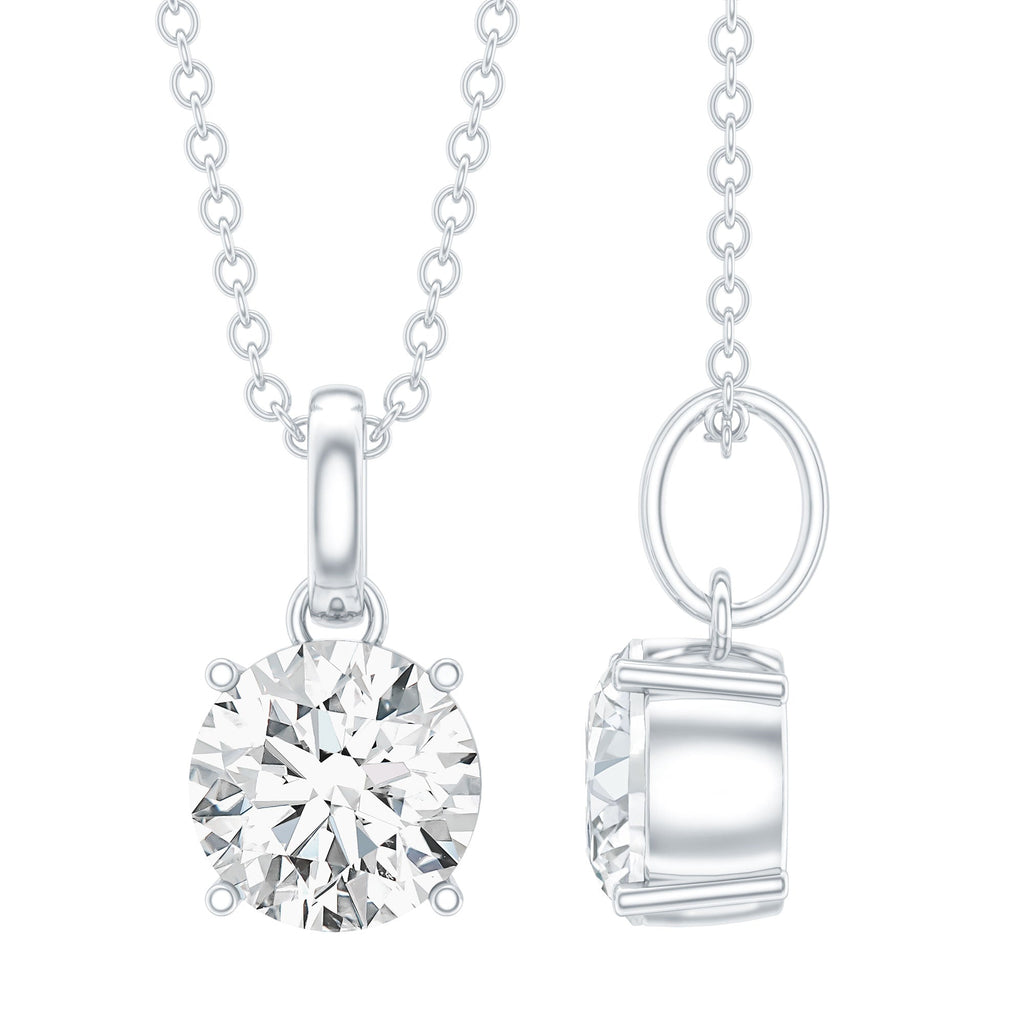 1 Carat Round Moissanite Solitaire Pendant Necklace in Prong Setting