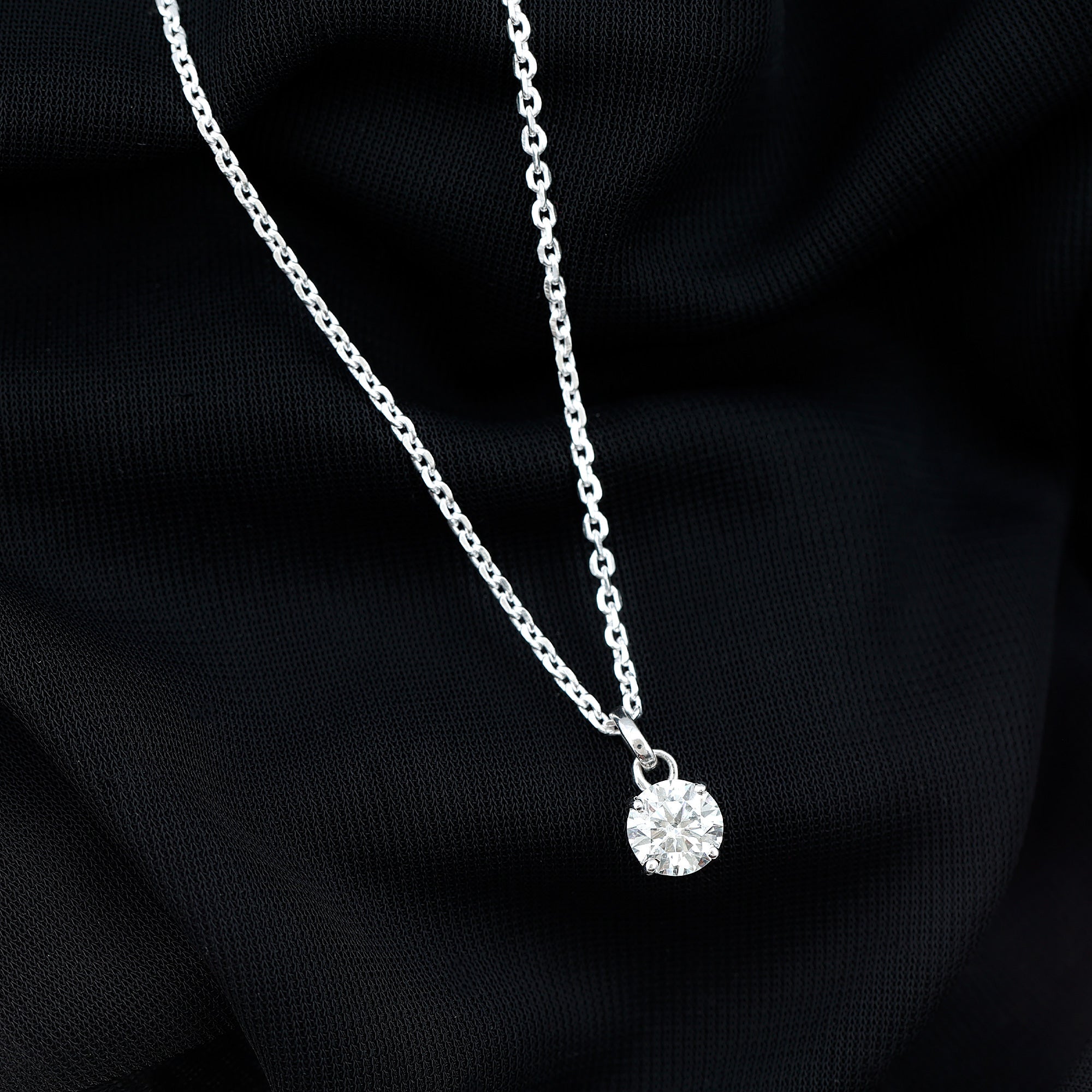 1 Carat Round Moissanite Solitaire Pendant Necklace in Prong Setting