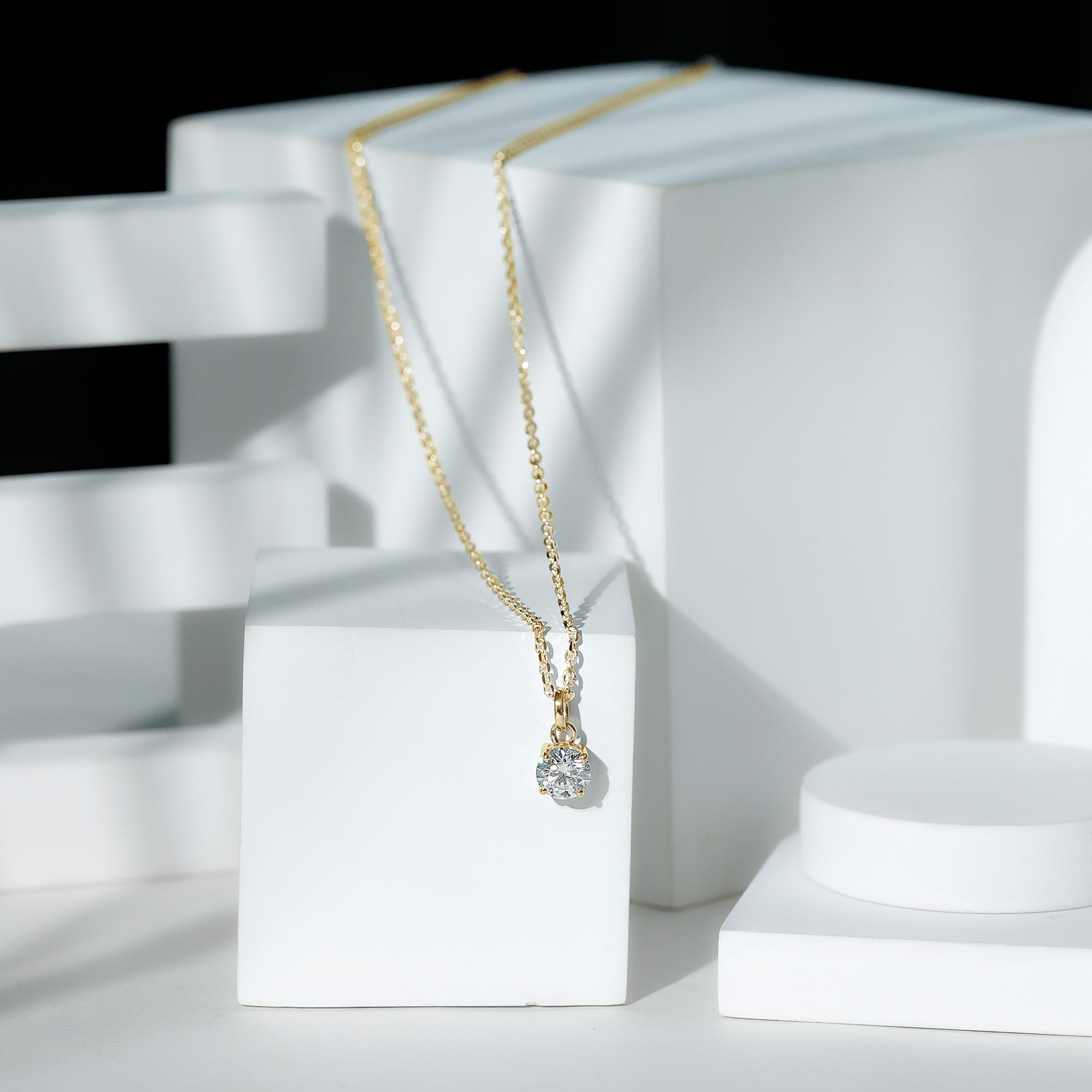1 Carat Round Moissanite Solitaire Pendant Necklace in Prong Setting
