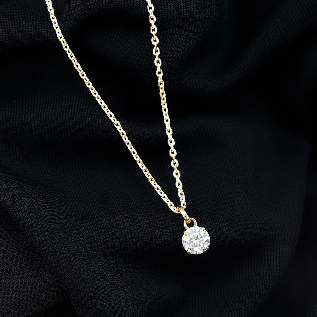 1 Carat Round Moissanite Solitaire Pendant Necklace in Prong Setting