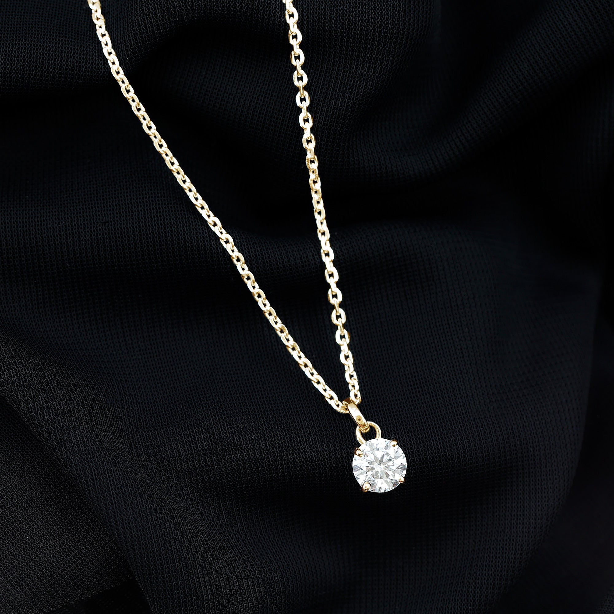 1 Carat Round Moissanite Solitaire Pendant Necklace in Prong Setting