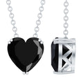 8MM Heart Shape Black Spinel Solitaire Necklace in Double Prong Setting