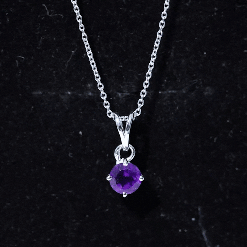 0.45 CT Round Amethyst Solitaire Pendant with Rabbit Ear Bail