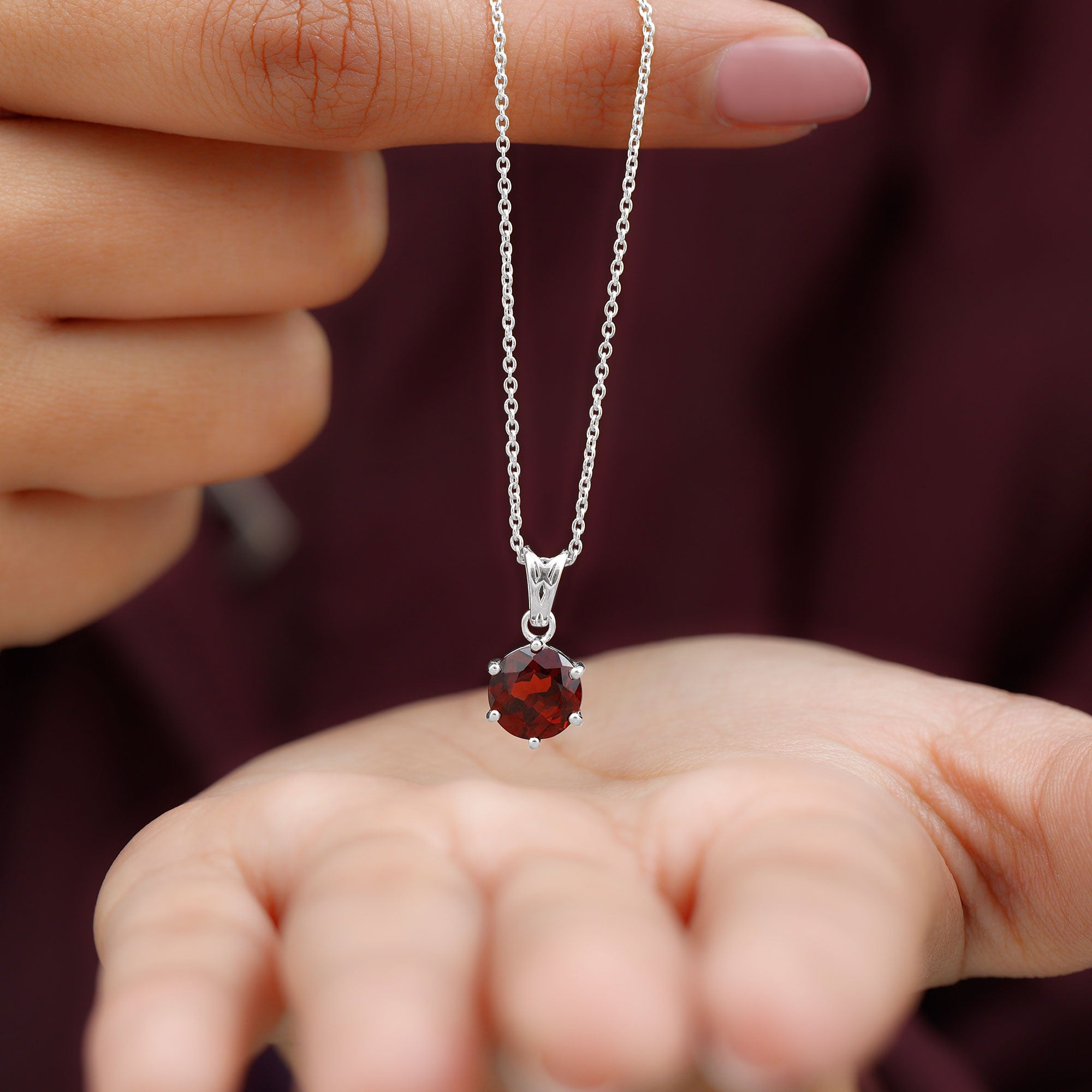 2.3 Carat Garnet Solitaire Pendant with Decorative Bail