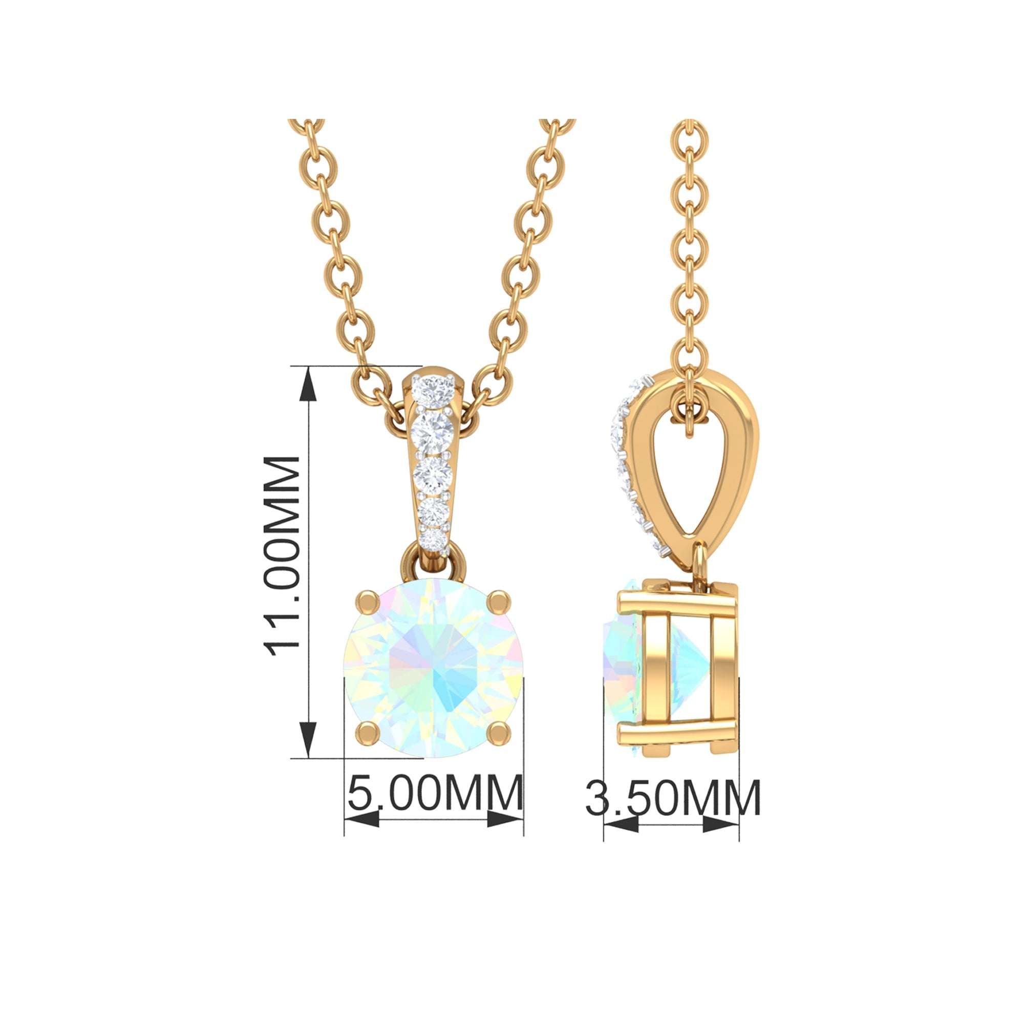 Round Shape Ethiopian Opal Pendant with Diamond Bail