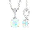 Round Shape Ethiopian Opal Pendant with Diamond Bail