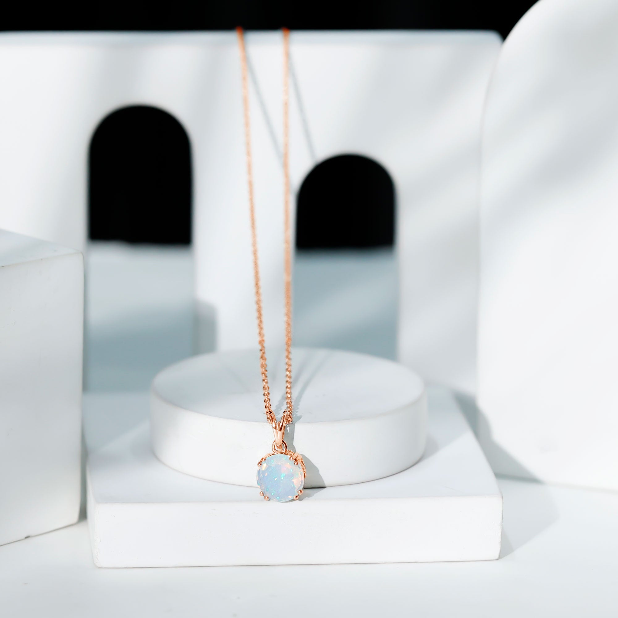 Genuine Ethiopian Opal Solitaire Necklace With Chain