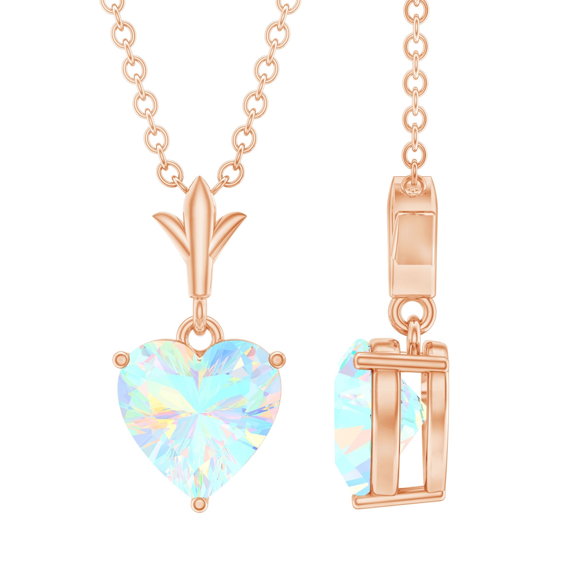 6MM Heart Shape Ethiopian Opal Necklace With Chain